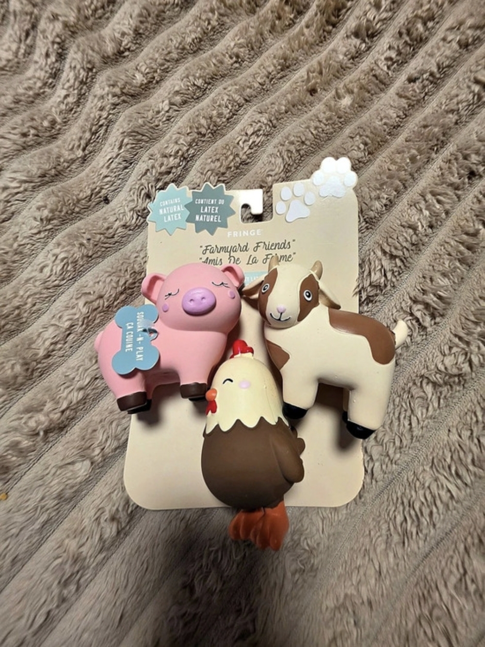 FRINGE Farmyard Friends 3-Piece Layered Gift Set Farm Animal Pet Toys